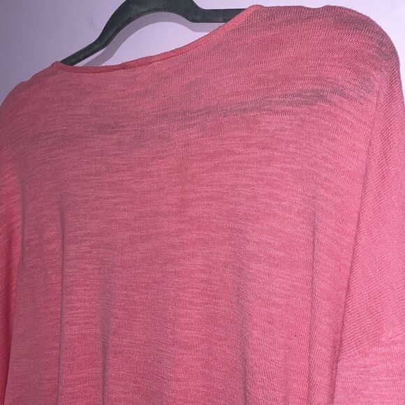 J Jill Linen Blend Knit Top Women L Pink 3/4 Sleeve Minimalist Casual Coastal - Picture 7 of 8